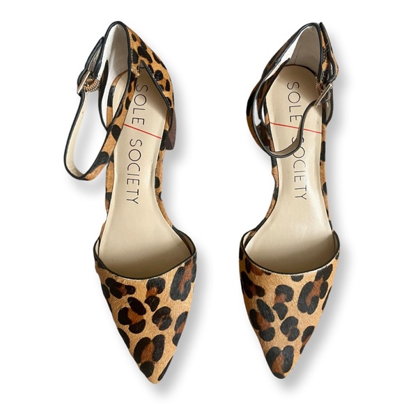 Sole Society Shoes - NEW Sole Society Katarina Point To Leopard Print Ankle Strap Pump Size 8